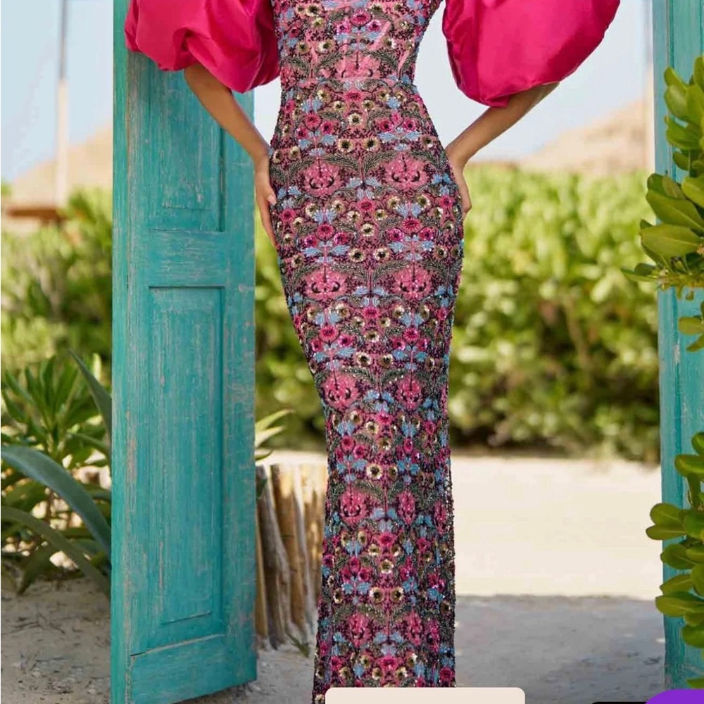 Elegant Pink Floral Formal Gown